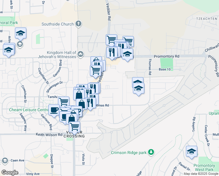 map of restaurants, bars, coffee shops, grocery stores, and more near in Chilliwack