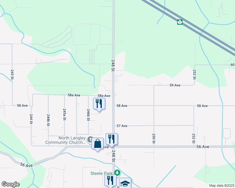 map of restaurants, bars, coffee shops, grocery stores, and more near 5862 248 Street in Langley Township