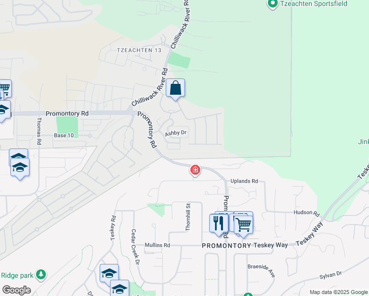 map of restaurants, bars, coffee shops, grocery stores, and more near 46450 Bedford Parkway in Chilliwack
