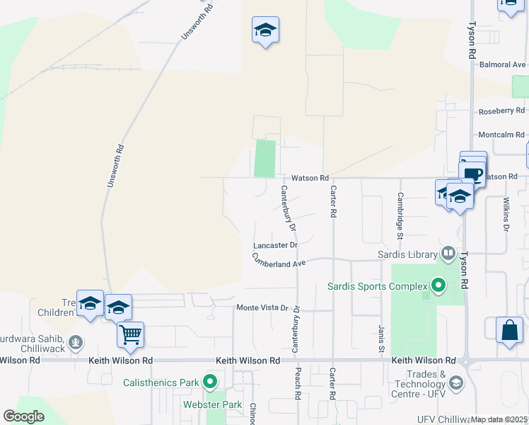 map of restaurants, bars, coffee shops, grocery stores, and more near 44659 Connaught Place in Chilliwack