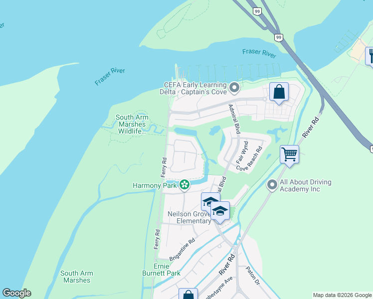 map of restaurants, bars, coffee shops, grocery stores, and more near in Delta