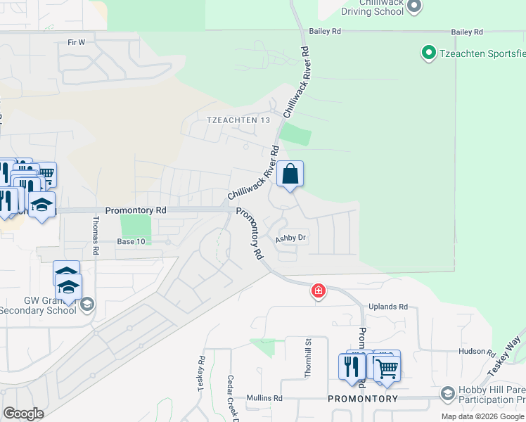 map of restaurants, bars, coffee shops, grocery stores, and more near in Chilliwack