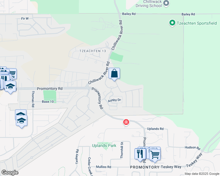 map of restaurants, bars, coffee shops, grocery stores, and more near 6000 Hunter Creek Crescent in Chilliwack