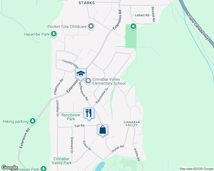 map of restaurants, bars, coffee shops, grocery stores, and more near 73 Ranchview Drive in Nanaimo