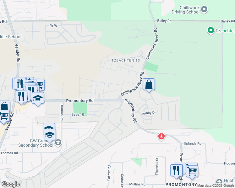 map of restaurants, bars, coffee shops, grocery stores, and more near in Chilliwack