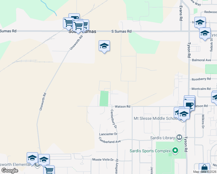 map of restaurants, bars, coffee shops, grocery stores, and more near 44675 Watson Road in Chilliwack