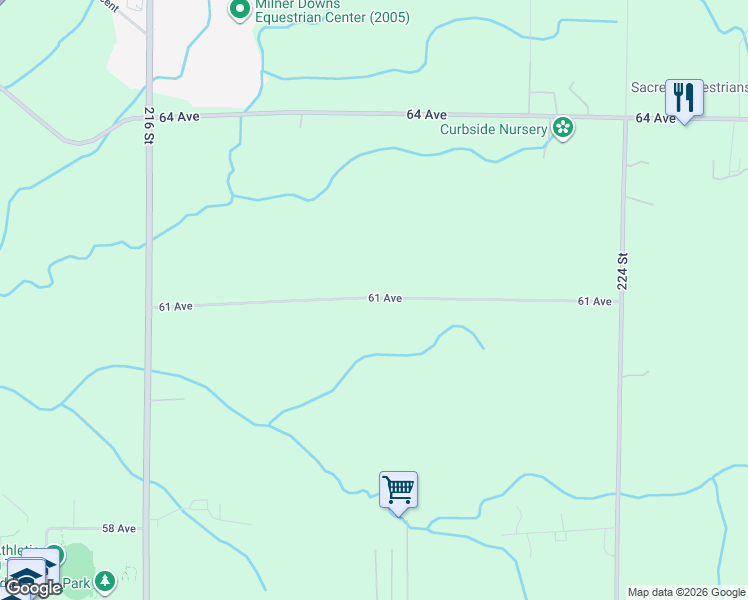 map of restaurants, bars, coffee shops, grocery stores, and more near 22041 61 Avenue in Langley
