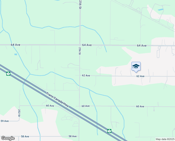 map of restaurants, bars, coffee shops, grocery stores, and more near 6238 256 Street in Langley Township