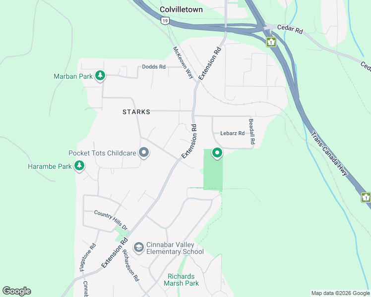 map of restaurants, bars, coffee shops, grocery stores, and more near 1633 Extension Road in Nanaimo