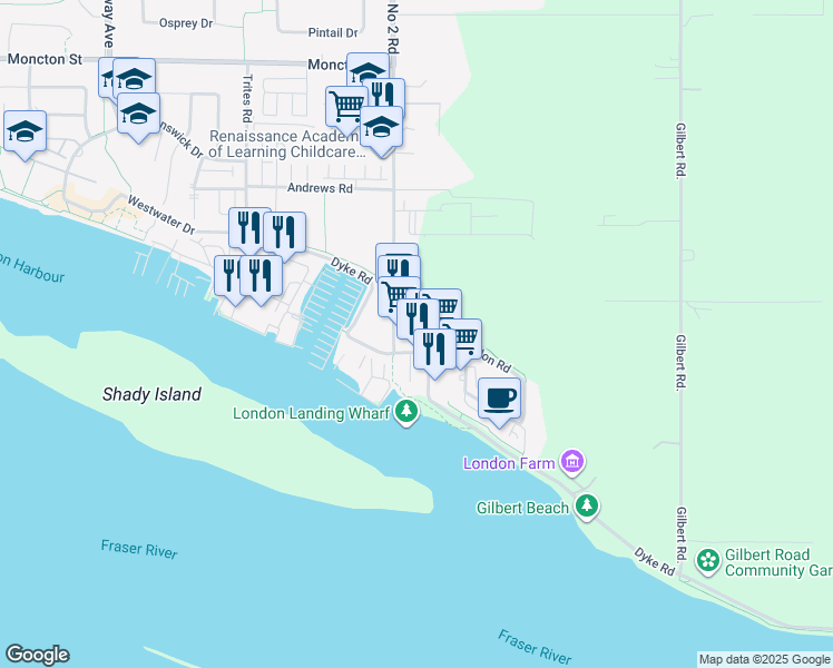 map of restaurants, bars, coffee shops, grocery stores, and more near in Richmond