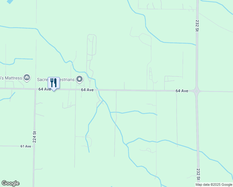 map of restaurants, bars, coffee shops, grocery stores, and more near 6256 228 Street in Langley