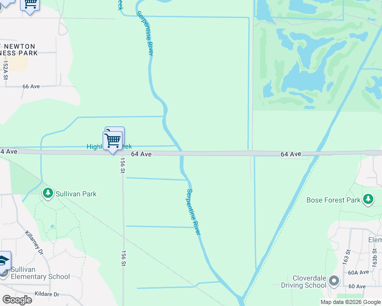 map of restaurants, bars, coffee shops, grocery stores, and more near 15683 64 Avenue in Surrey