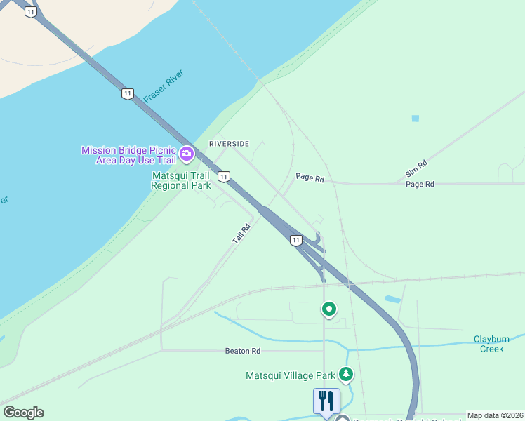 map of restaurants, bars, coffee shops, grocery stores, and more near 47 Abbotsford-Mission Highway in Abbotsford