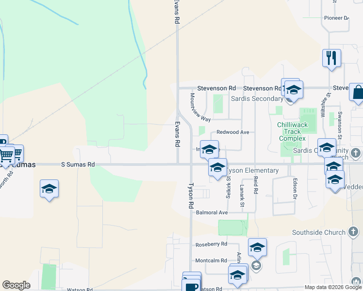 map of restaurants, bars, coffee shops, grocery stores, and more near in Chilliwack