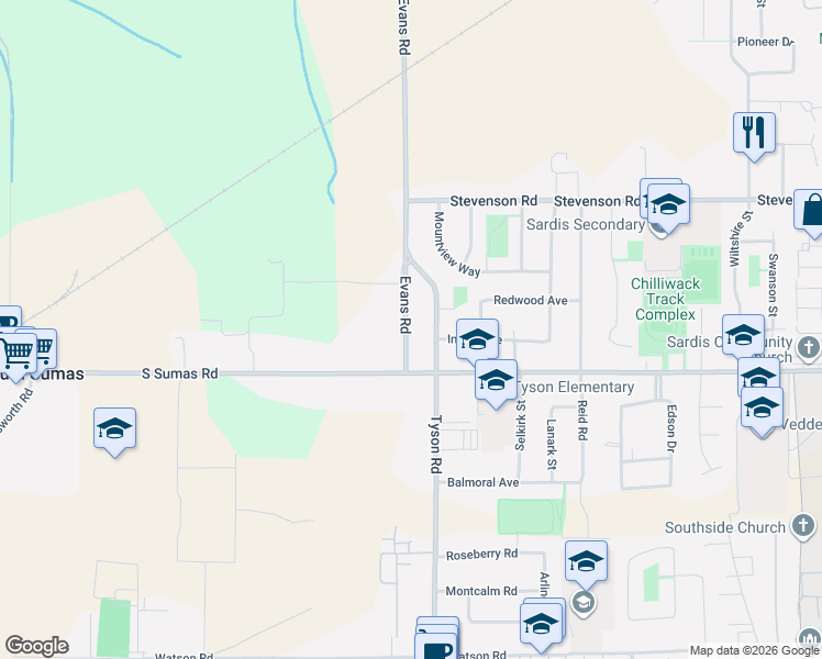 map of restaurants, bars, coffee shops, grocery stores, and more near in Chilliwack