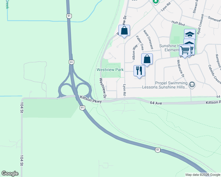 map of restaurants, bars, coffee shops, grocery stores, and more near 10867 64A Avenue in Delta
