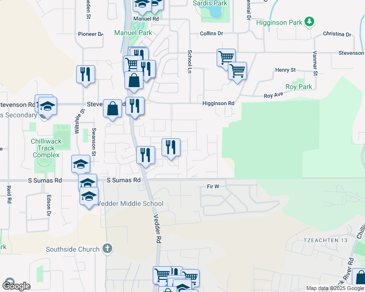 map of restaurants, bars, coffee shops, grocery stores, and more near in Chilliwack