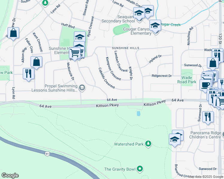 map of restaurants, bars, coffee shops, grocery stores, and more near 6467 Cabeldu Crescent in Delta