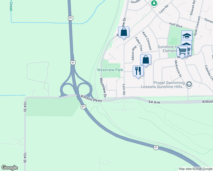 map of restaurants, bars, coffee shops, grocery stores, and more near 6489 108 A Street in Delta