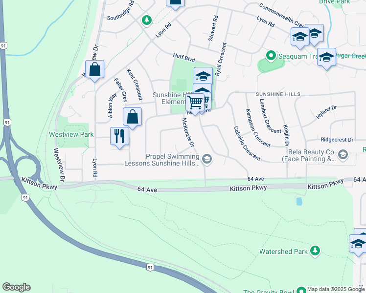 map of restaurants, bars, coffee shops, grocery stores, and more near 11168 Lincoln Drive in Delta