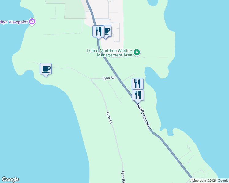 map of restaurants, bars, coffee shops, grocery stores, and more near Howard Drive in Tofino
