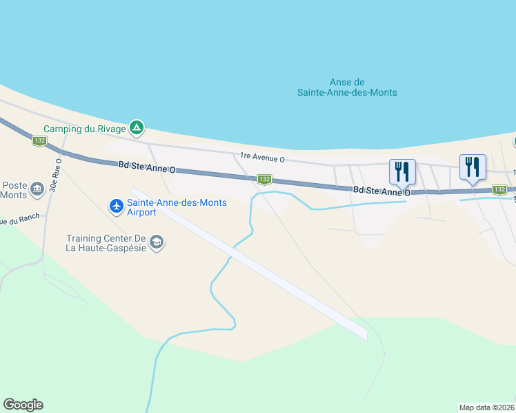 map of restaurants, bars, coffee shops, grocery stores, and more near 27 28e Rue Ouest in Sainte-Anne-des-Monts