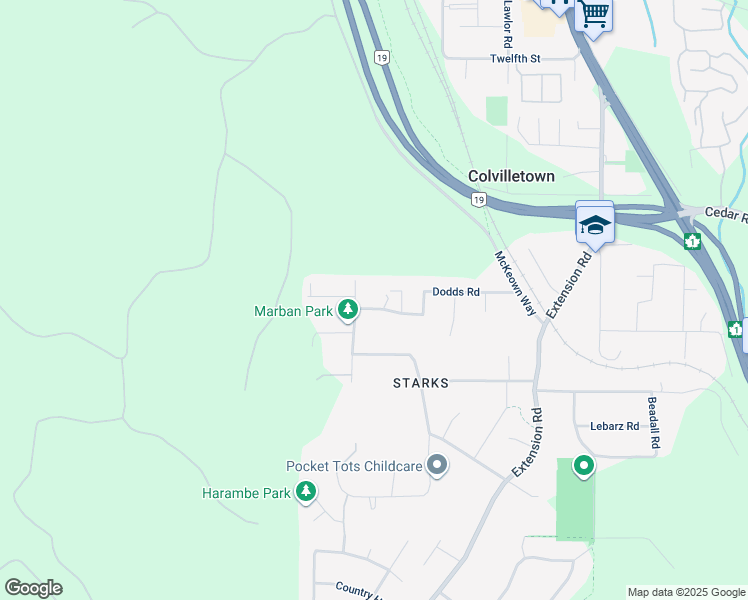 map of restaurants, bars, coffee shops, grocery stores, and more near 1520 Marban Road in Nanaimo