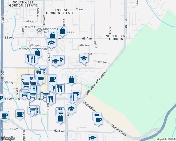 map of restaurants, bars, coffee shops, grocery stores, and more near in Langley