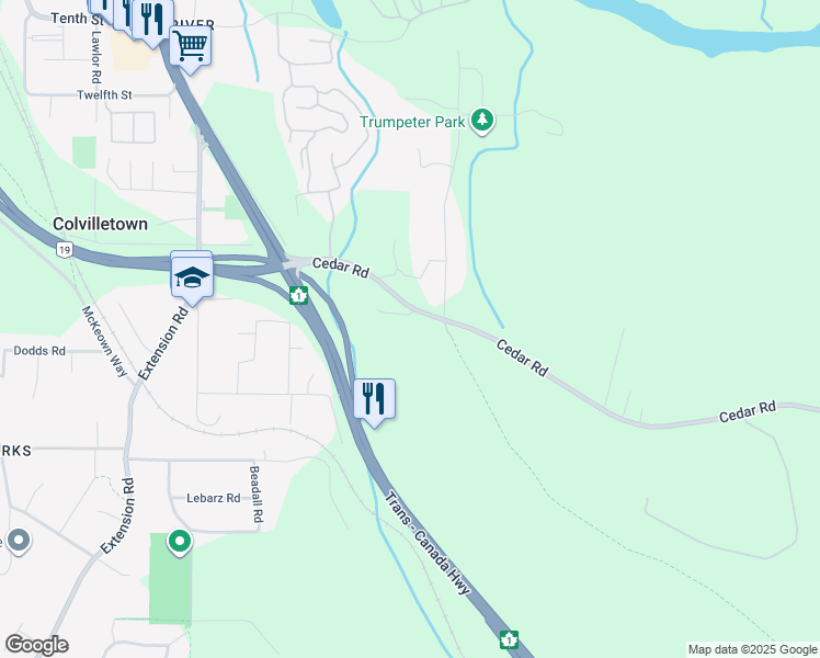 map of restaurants, bars, coffee shops, grocery stores, and more near 997 Cedar Road in Nanaimo