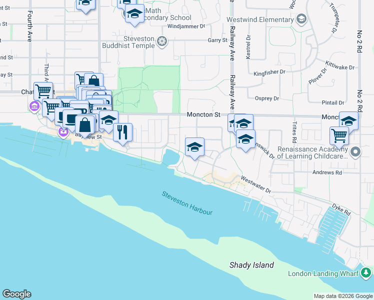 map of restaurants, bars, coffee shops, grocery stores, and more near 12331 Phoenix Drive in Richmond