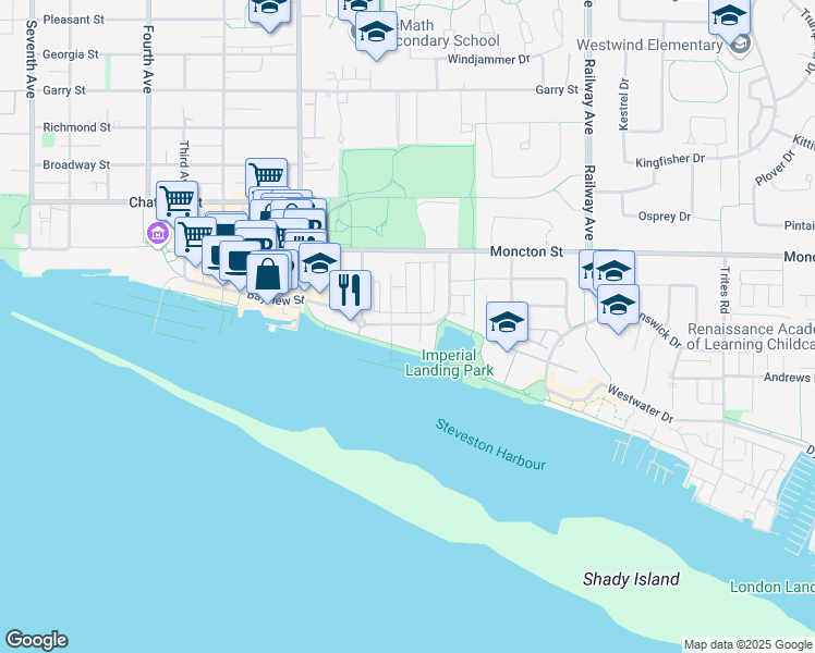 map of restaurants, bars, coffee shops, grocery stores, and more near in Richmond
