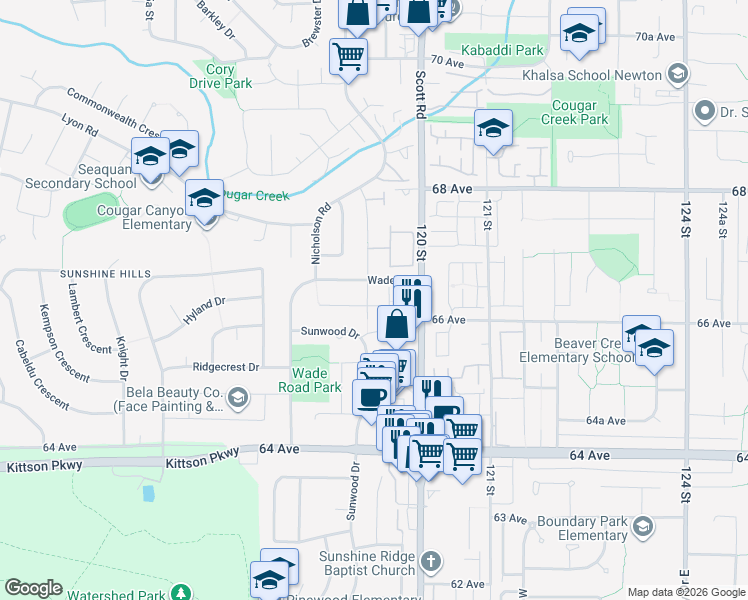map of restaurants, bars, coffee shops, grocery stores, and more near in Delta