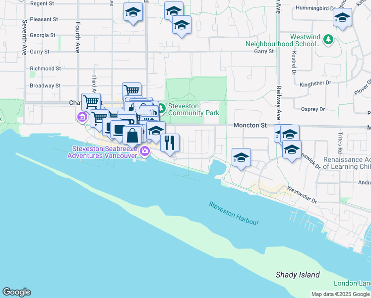 map of restaurants, bars, coffee shops, grocery stores, and more near 12333 English Avenue in Richmond