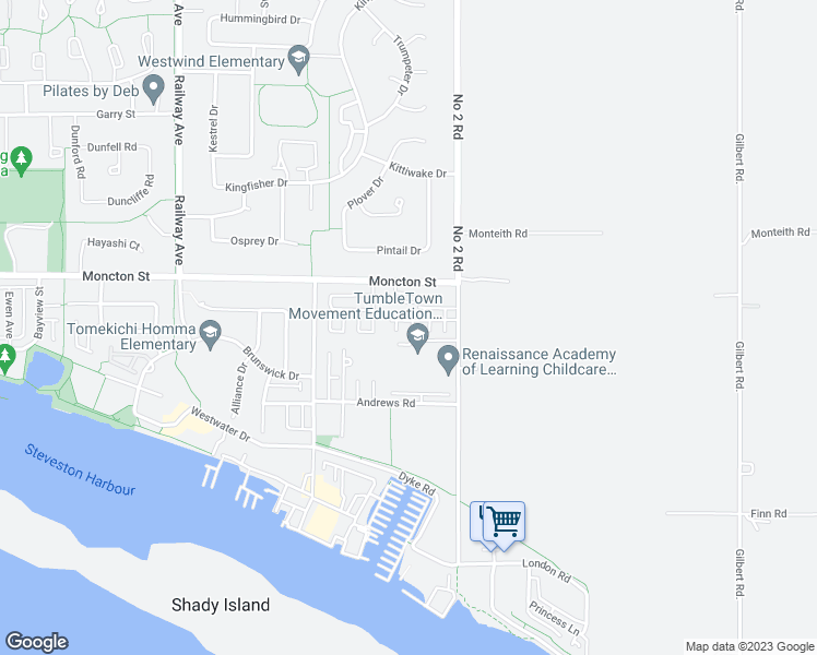 map of restaurants, bars, coffee shops, grocery stores, and more near 12311 Number 2 Road in Richmond