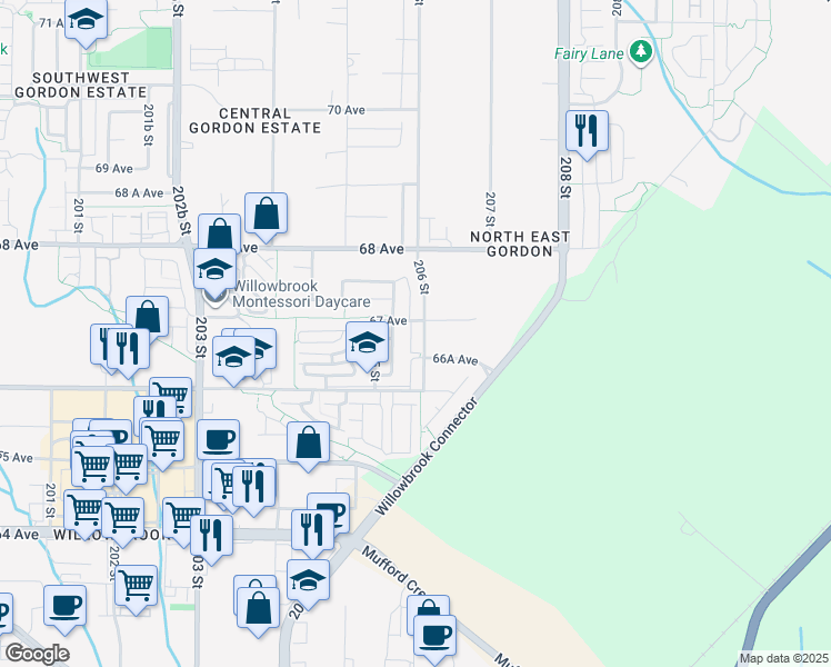 map of restaurants, bars, coffee shops, grocery stores, and more near in Langley
