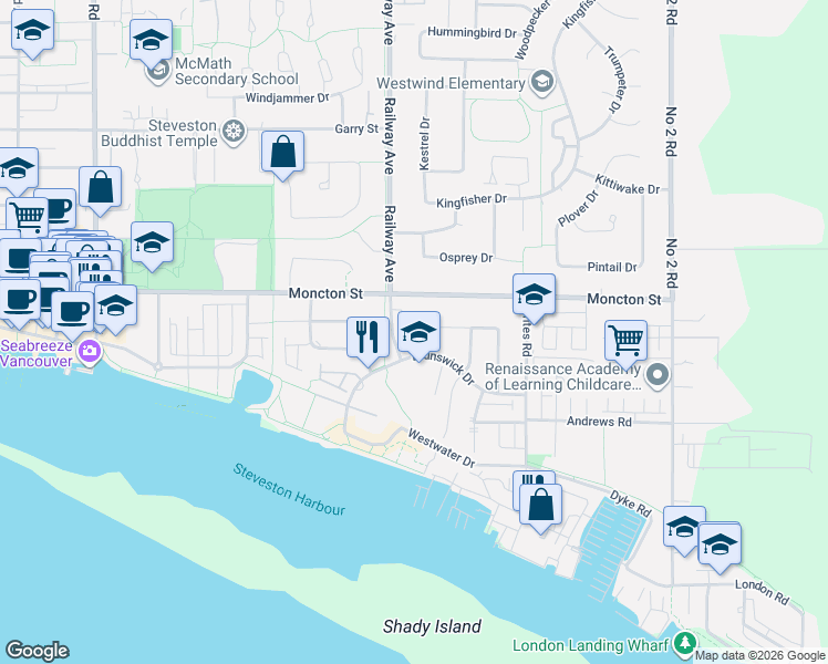 map of restaurants, bars, coffee shops, grocery stores, and more near 12051 Imperial Drive in Richmond