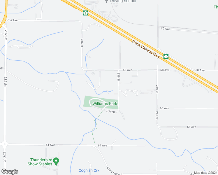 map of restaurants, bars, coffee shops, grocery stores, and more near 6721 238 Street in Langley Township