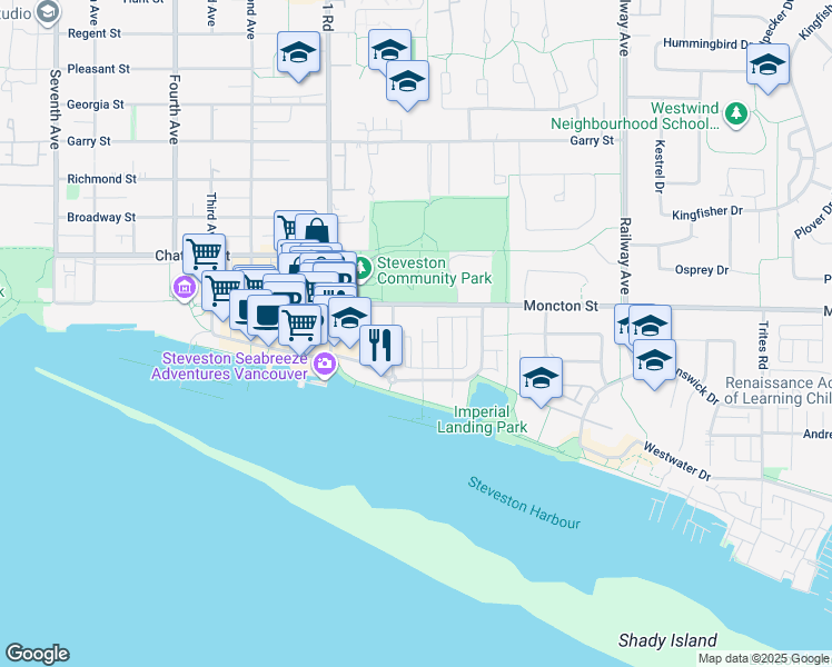 map of restaurants, bars, coffee shops, grocery stores, and more near 12333 English Avenue in Richmond