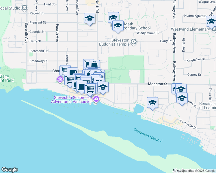 map of restaurants, bars, coffee shops, grocery stores, and more near in Richmond