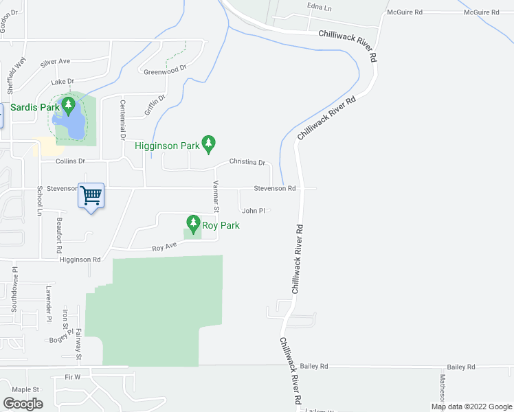 map of restaurants, bars, coffee shops, grocery stores, and more near 46381 John Place in Chilliwack