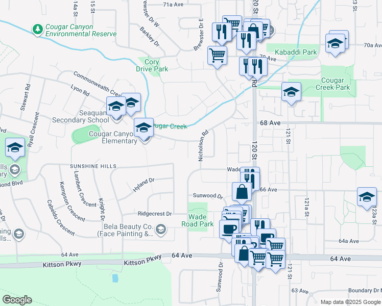 map of restaurants, bars, coffee shops, grocery stores, and more near 6718 Todd Place in Delta