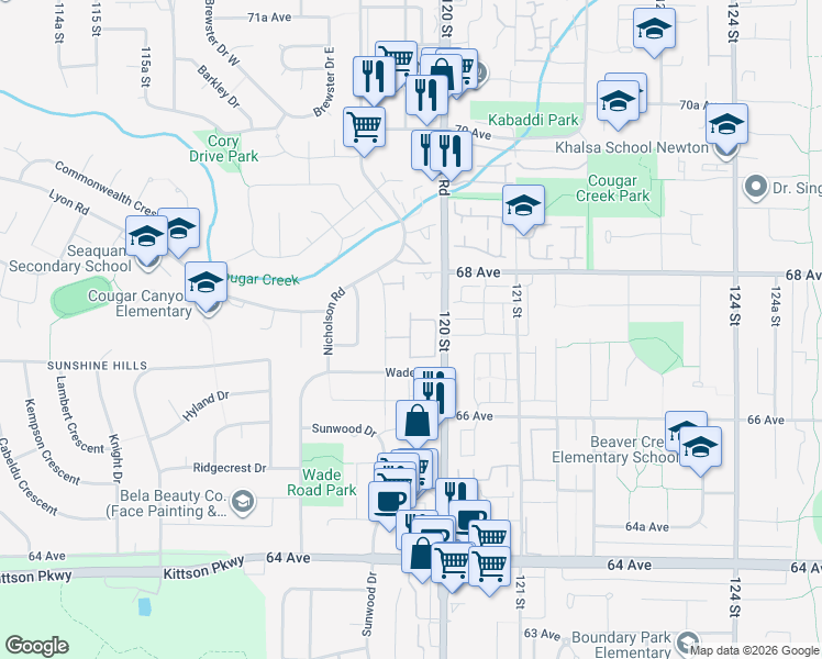 map of restaurants, bars, coffee shops, grocery stores, and more near in Delta