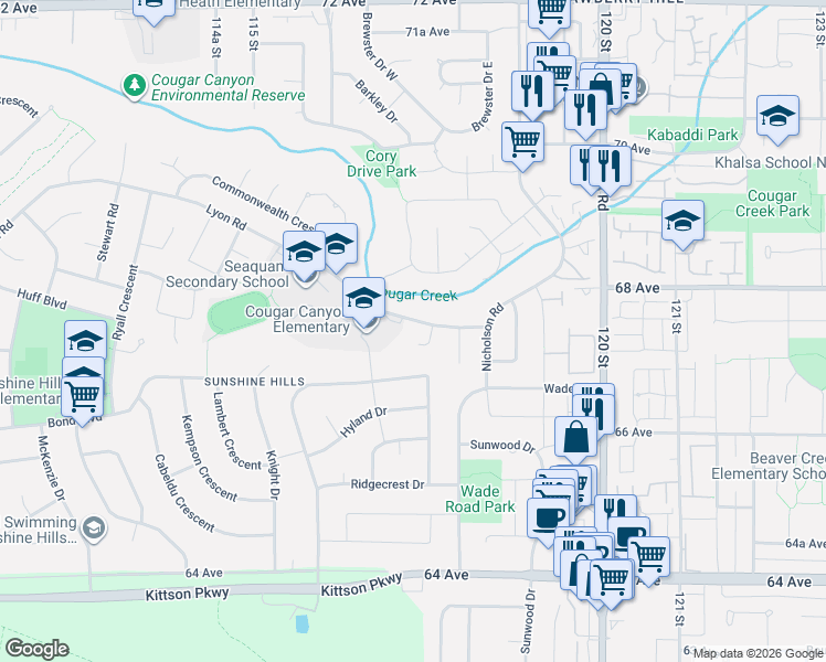 map of restaurants, bars, coffee shops, grocery stores, and more near 11738 Lyon Road in Delta