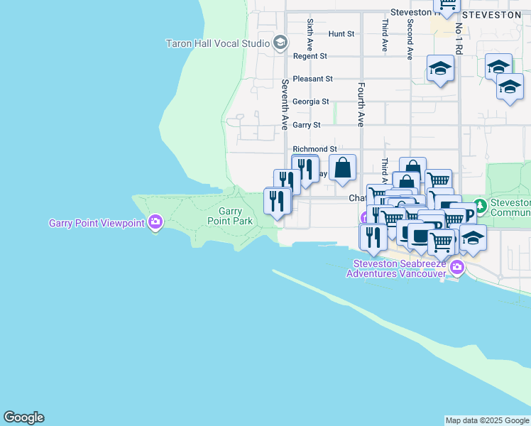 map of restaurants, bars, coffee shops, grocery stores, and more near 12011 Seventh Avenue in Richmond