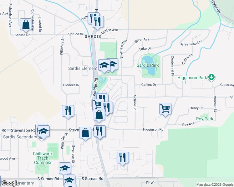 map of restaurants, bars, coffee shops, grocery stores, and more near in Chilliwack