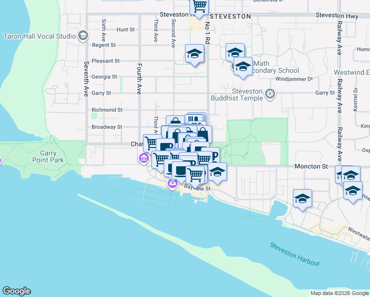 map of restaurants, bars, coffee shops, grocery stores, and more near in Richmond