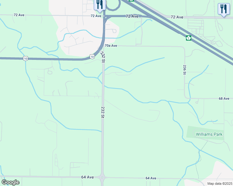 map of restaurants, bars, coffee shops, grocery stores, and more near in Langley Township