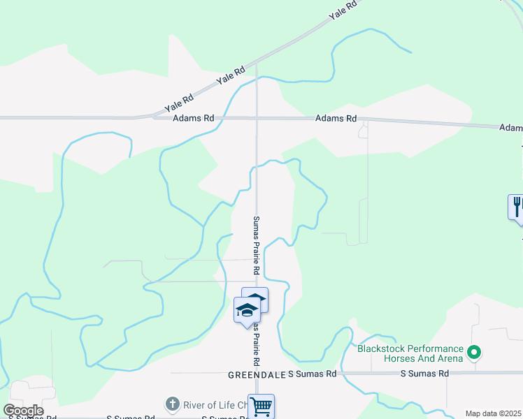 map of restaurants, bars, coffee shops, grocery stores, and more near 6920 Sumas Prairie Road in Chilliwack