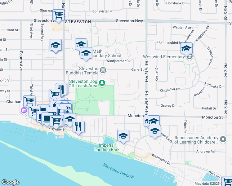 map of restaurants, bars, coffee shops, grocery stores, and more near 11911 Dunford Road in Richmond