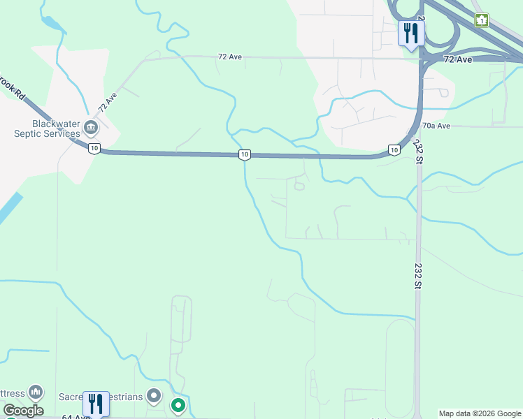 map of restaurants, bars, coffee shops, grocery stores, and more near 6879 229 Street in Langley Township